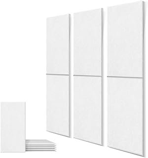 DrKlang 6 Pack Acoustic Panels, 23.6" x 11.8" Decorative Soundproofing Panels, Ceiling and Wall Acoustical Treatment Tiles, Great to Reduce Echo and Noise for Home and Office - White