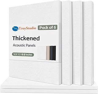 TroyStudio Thickened Acoustic Panels, 16 x 12 x 0.5 Inches Pack of 6 Felt Wall Decor Tiles Sound Absorbing Board, Noise Reverb Echo Dampening Soundproof Padding for Door Music Recording Home Studio