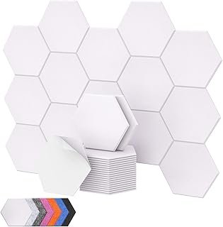 18 Pack Sound Proof Panels with Self-adhesive, TONOR High Density Hexagon Acoustic Wall Panels, Soundproofing Panels for Recording, Podcasting, Home Office, Streaming, 12"x 10"x 0.4",White