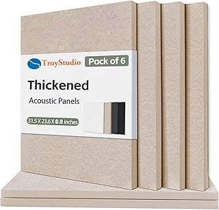 TroyStudio Thickened Acoustic Panels, 31.5 x 23.6 x 0.5 Inches Pack of 6 Felt Wall Decor Tile Sound Absorbing Board, Noise Reverb Echo Dampening Soundproof Padding for Door Music Recording Home Studio