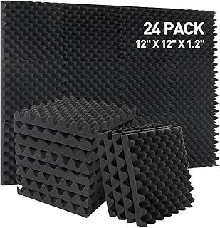 24 Pack Sound Proof Panels,Egg Crate Acoustic Panels - 12x12x1.2 Inches Sound Proofing Panels,Decorative Acoustic Foam for Gaming,High Density Acoustic Wall Panel,Studio Foam