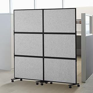 VEVOR Acoustic Room Divider, 2 Pack Office Partition Panel, Freestanding Office Divider Wall Partition Wall with Polyester & 45 Steel Cubicle Wall Reduce Noise and Visual Distractio, Light Gray