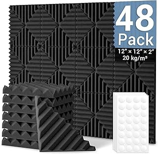 Ohuhu Acoustic Foam Panels, 2" X 12" X 12" Sound Proof Foam Panles Soundproofing Noise Cancelling Panels for Podcasting Recoding Studio (48 Pack)