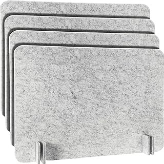 4 Pack Acoustic Freestanding Desk Divider Noise Reducing Desk Privacy Panel 16 x 24 Inch for Table Standing Sound Proof Dividers Desktop Office Furniture Partitions for Classroom (Silver Gray)